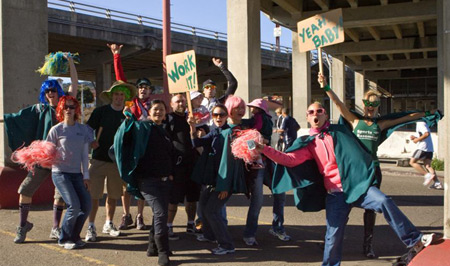 Bridge runners and walkers cheered on by spectators
